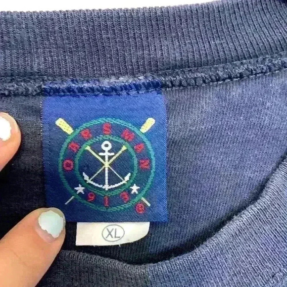 Oarsman 913 navy Up North crew neck sweatshirt sz XL lake life grandmacore cozy - Picture 3 of 9